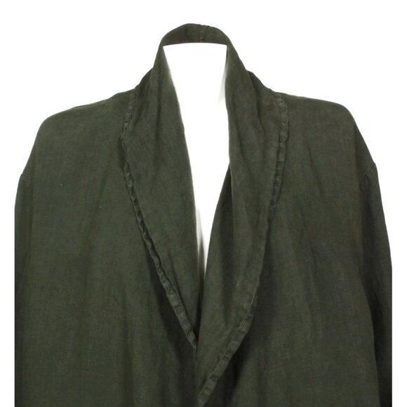 Bryn Walker Linen Hooded Open Front Cardigan Jacket Olive Green sz S USA /774 - Picture 2 of 6